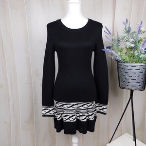 UO For Love And Lemons Black Intarsia Knit Dress